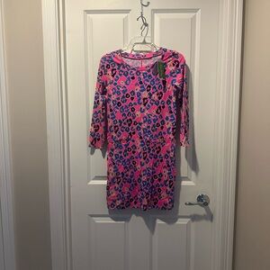 Pink Leopard Print Sun-kissed PI Corine  Dress by Lilly Pulitzer size XS